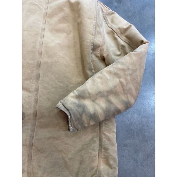 Vintage Dirty Distressed Carhartt Canvas Jacket XLarge Beige/ Mocha - Picture 8 of 13